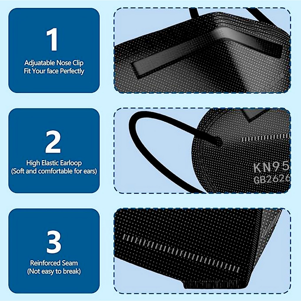 10 PCS Masker KN95 N95 Dewasa Warna 5ply Layer Disposable Adult Earloop Protective 3D Face Mask