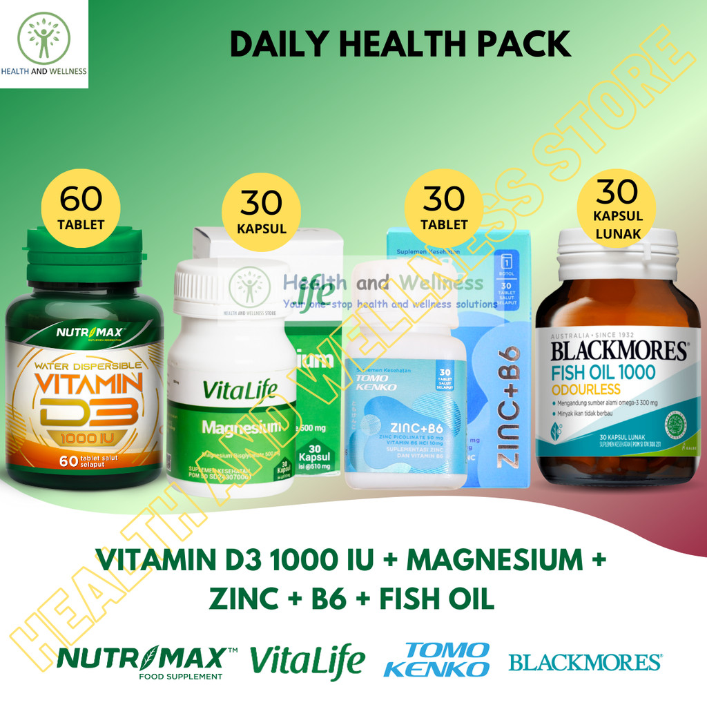 Nutrimax Vitamin D3 1000 IU Vitalife Magnesium Blackmores Fish Oil 1000 Odourless Tomo Kenko Zinc