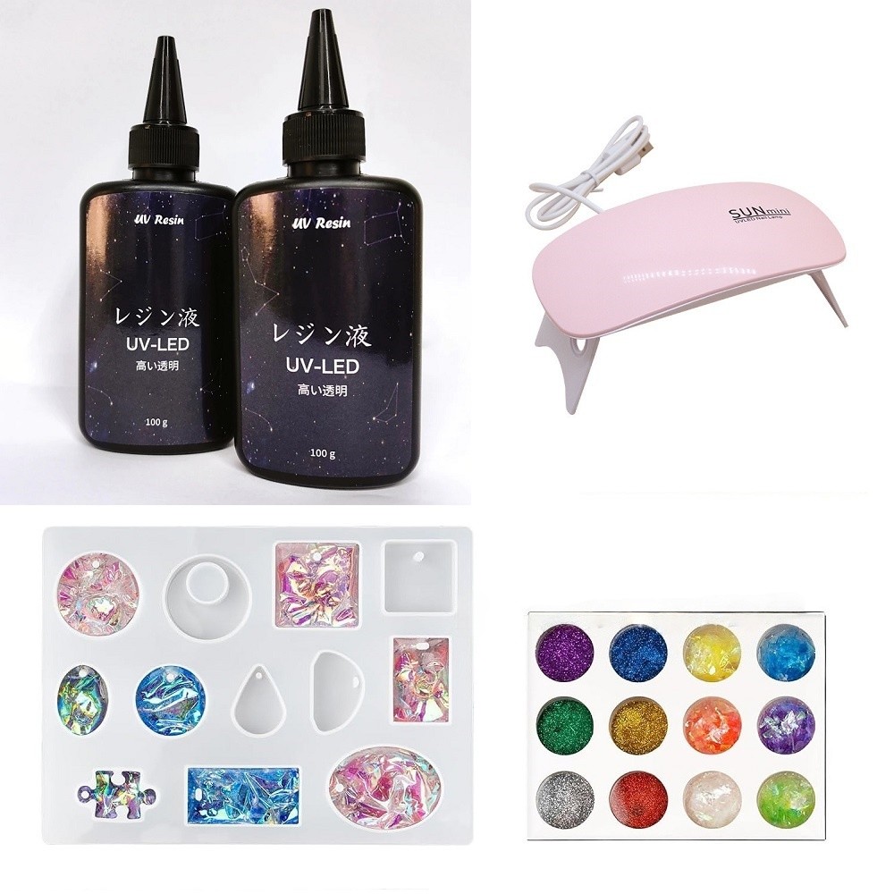 

100g Resin UV Bening Resin Ultraviolet Hard Untuk Craft DIY - Including Pengering‌ Resin UV dan Cetakan Silikon
