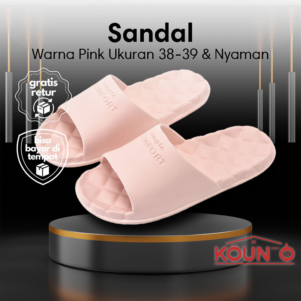 Sandal Simple Pink Wanita Anti Licin Sandal Pink Cantik Size 38-39 Sandal Wanita Sandal Slop