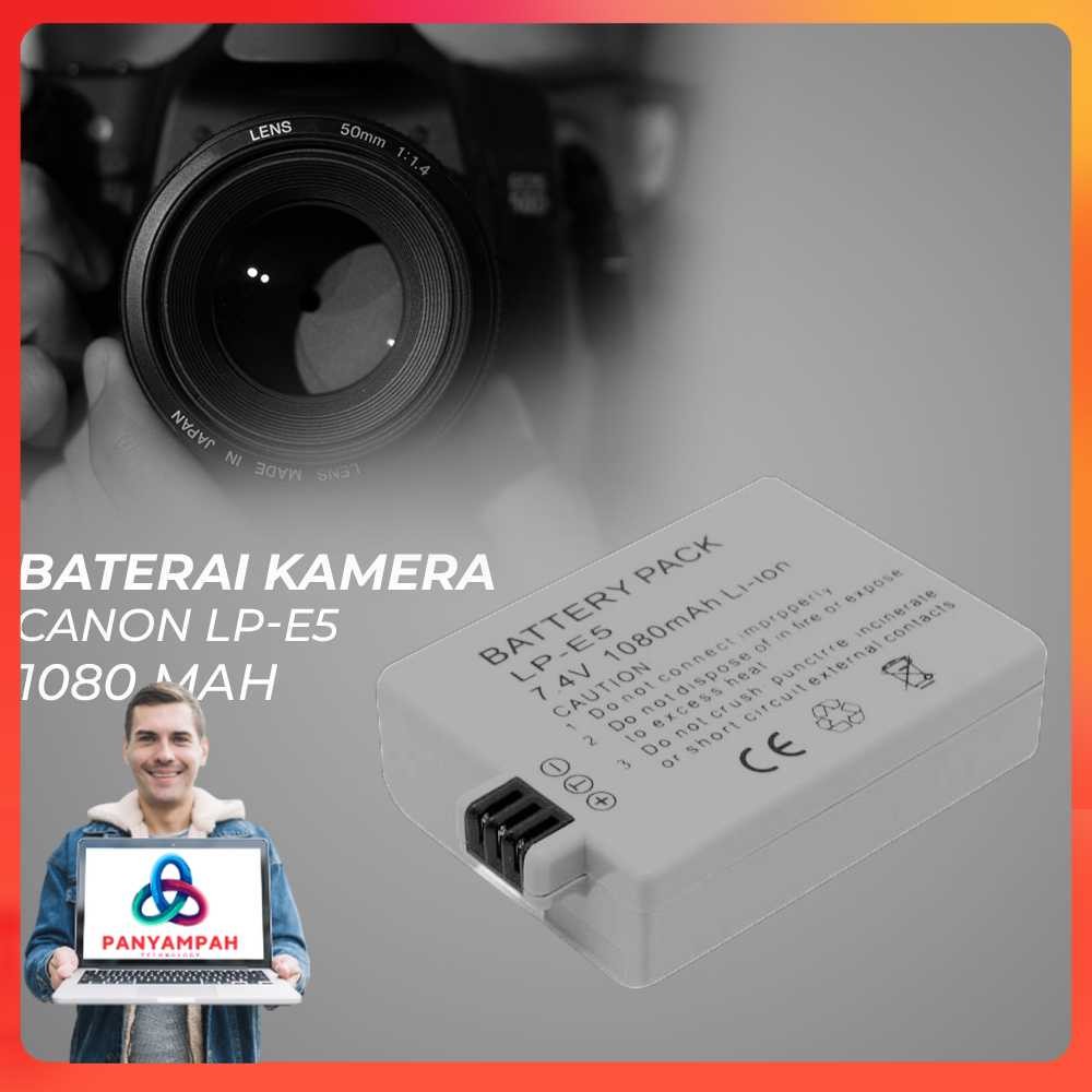 Baterai Kamera Canon EOS 1000D 450D 500D Kiss X2 X3 Rebel T1i - LP-E5