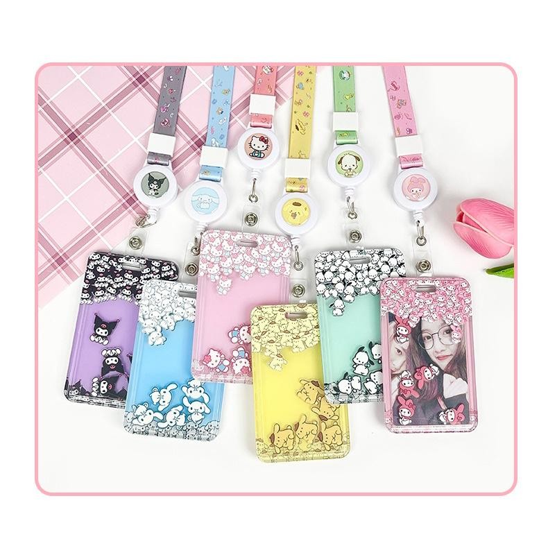 

[LOGU] ID Card Case Variasi Sanrio, Sarung ID Card dengan Lanyard Panjang, ID Card Case motif sanrio kartun
