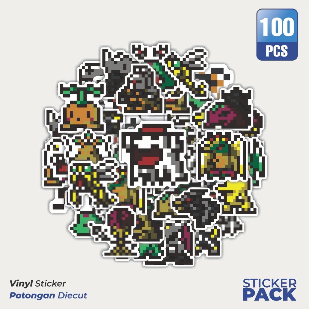 

100 PCS STIKER Stiker Pixel Digimon V31 Waterproof Aesthetic- Untuk Laptop, Motor, dan Helm - Paper Stationery Pack