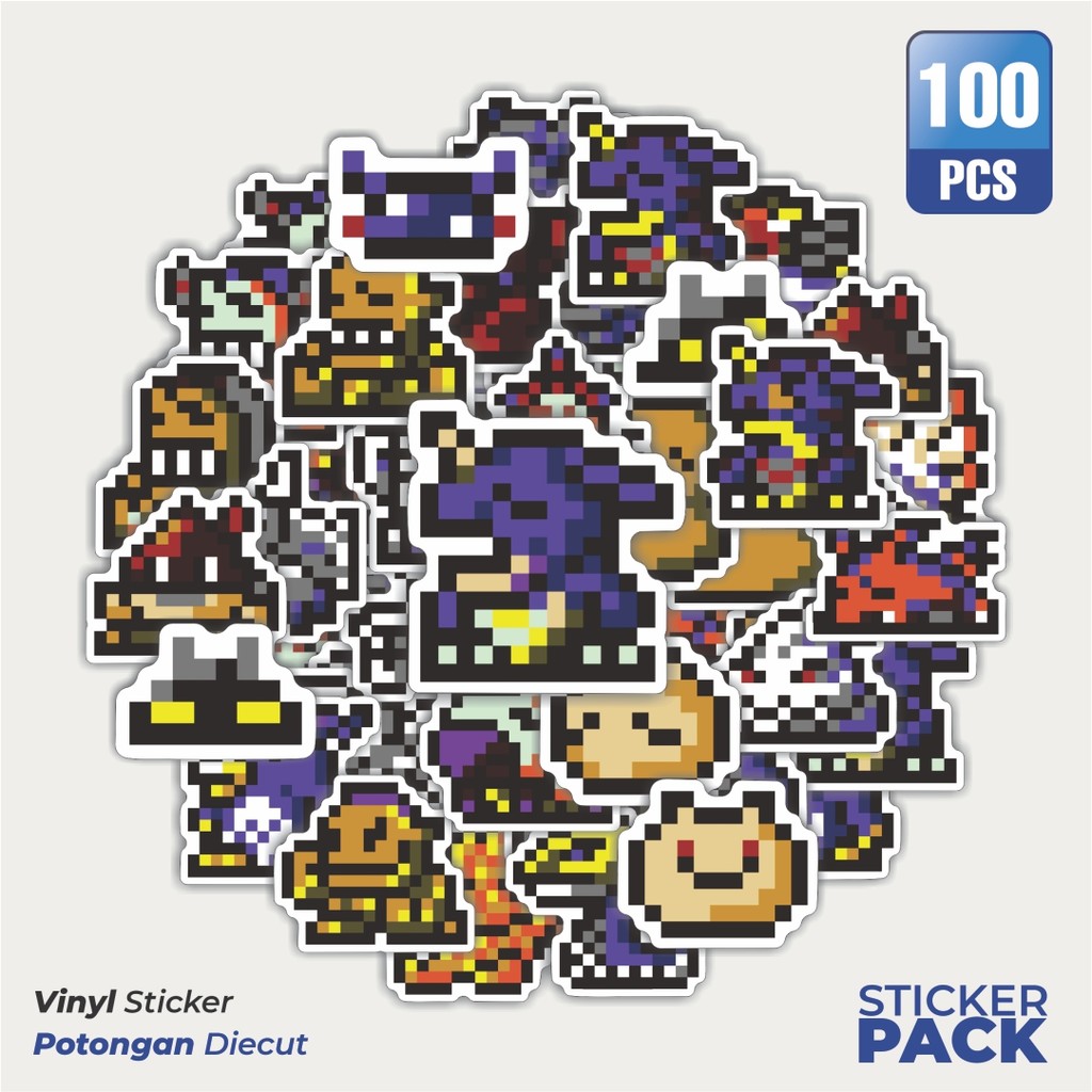 

100 PCS STIKER Stiker Pixel Digimon V48 Waterproof Aesthetic- Untuk Laptop, Motor, dan Helm - Paper Stationery Pack