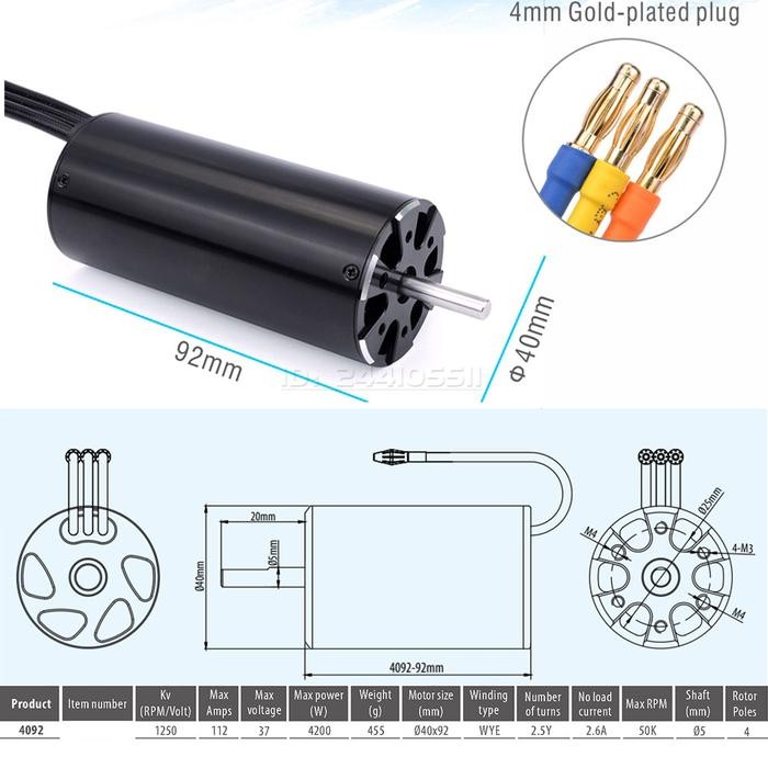 rocket rc waterproof motor brushless rc boat 4092 1250kv 1520kv perakitan kapal remote surpass hobby