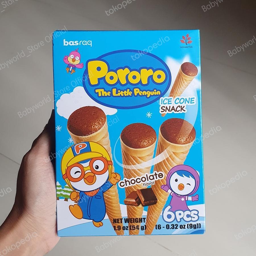 

Pororo Ice Cone Snack Wafer Isi Krim Rasa Coklat Snack Korea Import