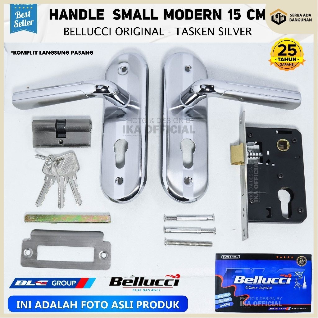 SAB Kunci Pintu small kecil asli Bellucci TASKEN Silver Handle 15 cm Bellucci Handle Stainless /Kunc