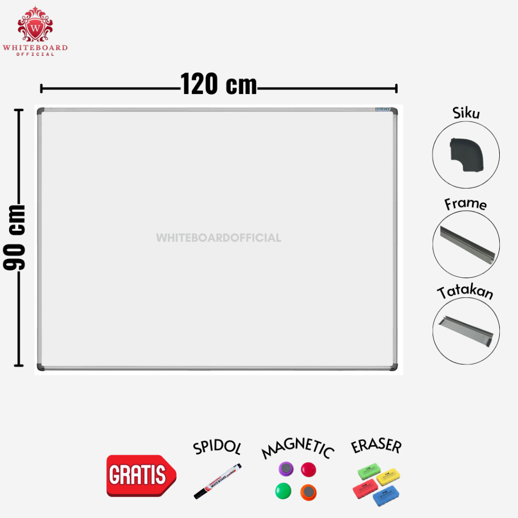 

NEW SAKANA Papan Tulis White Board 90x120cm / Whiteboard Magnet Gantung Mudah Dihapus / Ditempel Magnet PREMIUM