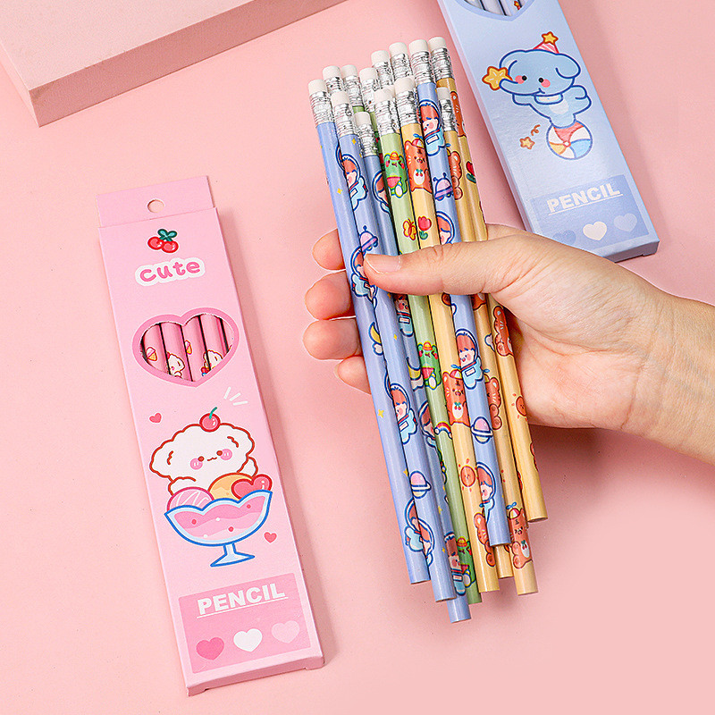 

Wooden Pencils, HB Drawing Sketch Pencils for Elementary School Graduation Season, Back To School, with Eraser Pencils 6pcs