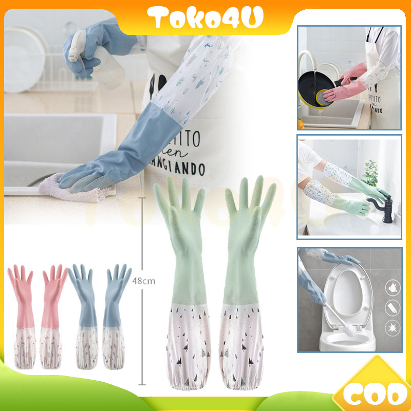 sarung tangan panjang cuci piring/sarung tangan lateks waterproof - cuci piring & baju/sarung tangan