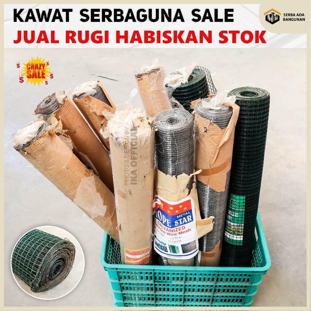 SAB CRAZY SALE Kawat Loket / Wiremesh Galvanis kotak 12 x 12 mm tebal 1.2 mm tinggi 90cm / KAWAT LOK