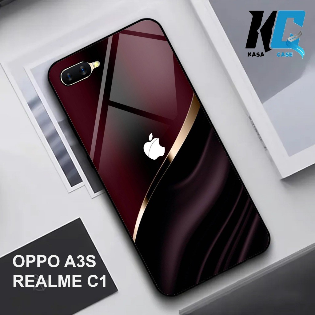 KASA CASE- Case hp OPPO A3S/REALME C1- kesing hp Krtun LOGO IPHONE mix lucu Fashion Case Murah Hardc