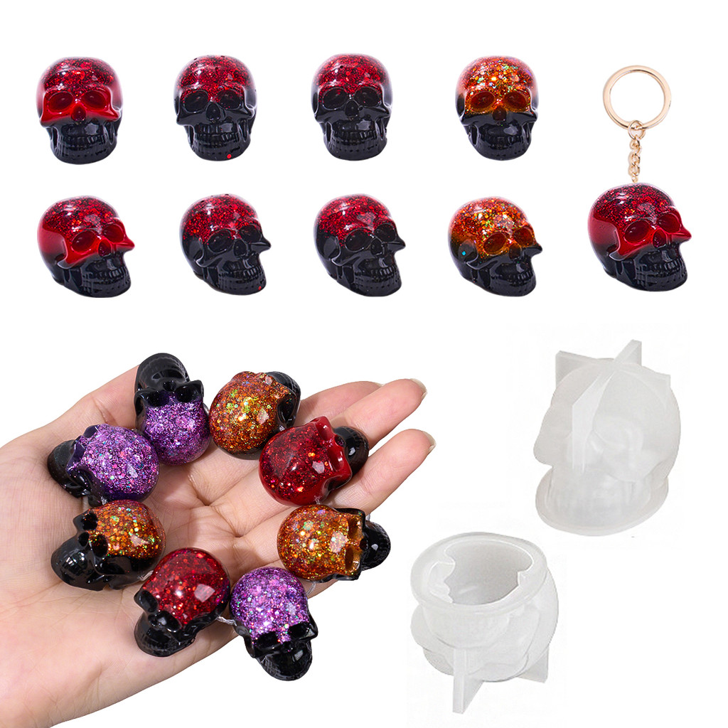 

DIY Skull Silicone Mold Handmade Soap Plaster Gypsum Resin Ornaments Jewelry Mould 3D Halloween Decoration Chocolate Cake Tools