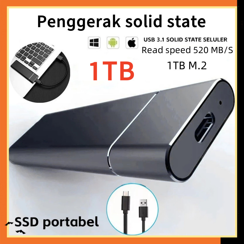 SSD Eksternal 1TB USB 3.0 Type-C ssd laptop PC ssd portable eksternal hp solid state drive TERLARIS