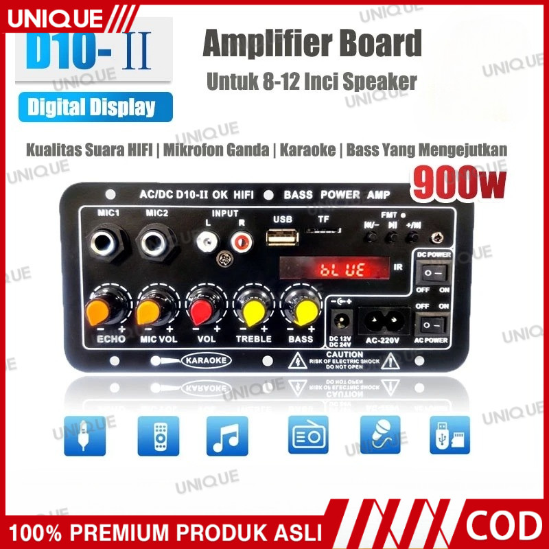 UNIQUE Amplifier Bluetooth Super Bass 12V/24V/220V Modul Speaker Bluetooth Power Amplifier