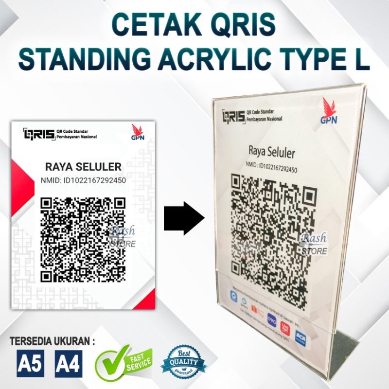 

CETAK/PRINT QRIS | STANDING ACRYLIC TYPE L