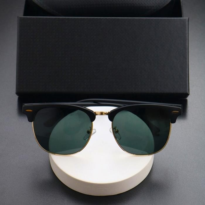 【Free Dompet&Lap】-COD【3016】Kacamata Hitam Matahari Original Fashion Pria, Lensa Kaca Asli Kacamata C