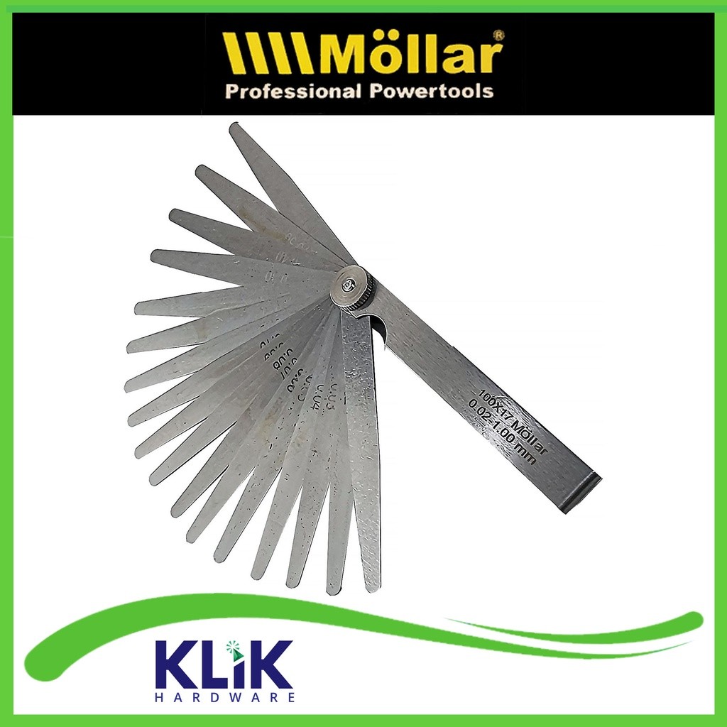 MOLLAR Stel Klep Fuller Blade 17 Pcs - Feeler Gauge 0.02 - 1 mm Motor Mobil