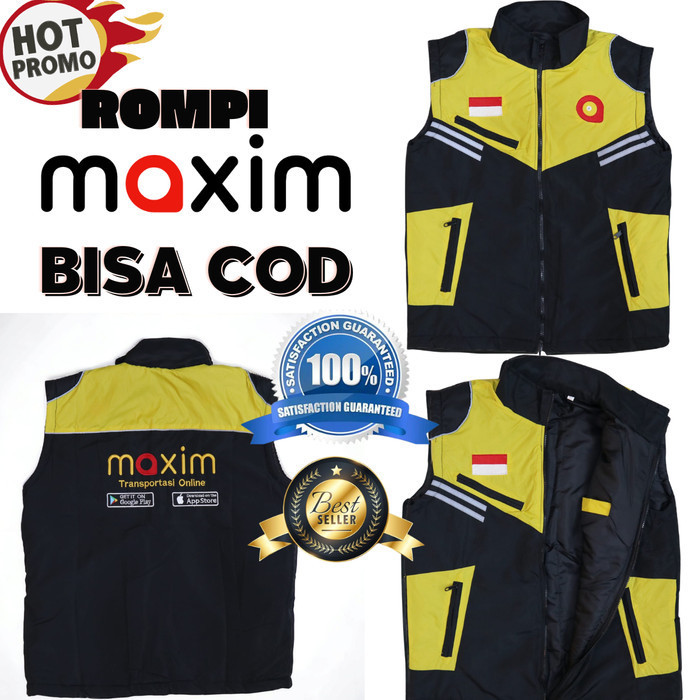 [KUALITAS TERBAIK] rompi maxim / rompi maxim driver / rompi pria tebal /jaket rompi maxim - Kuning, 