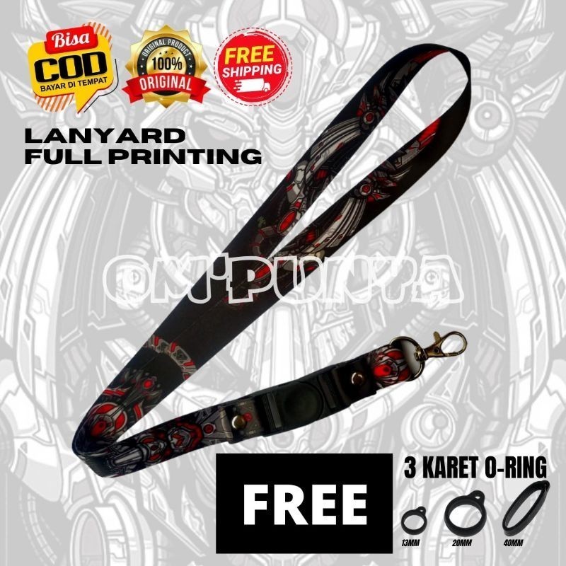 

Lanyard Gantungan Bonus 3 Karet Motif TERMINATOR Full Print Bolak Balik