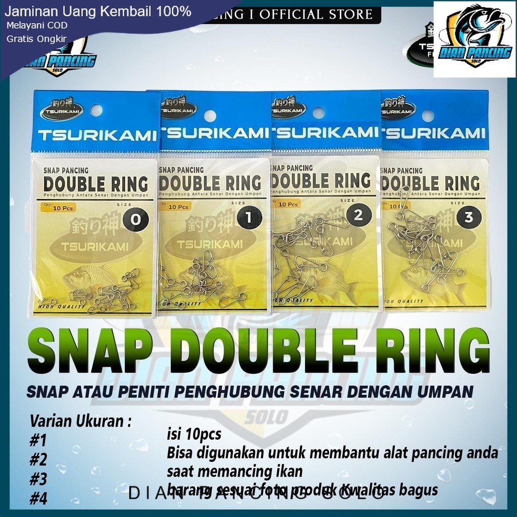 Snap Double Ring Tsurikami Peniti pancing Kuat dan Kualitas Bagus