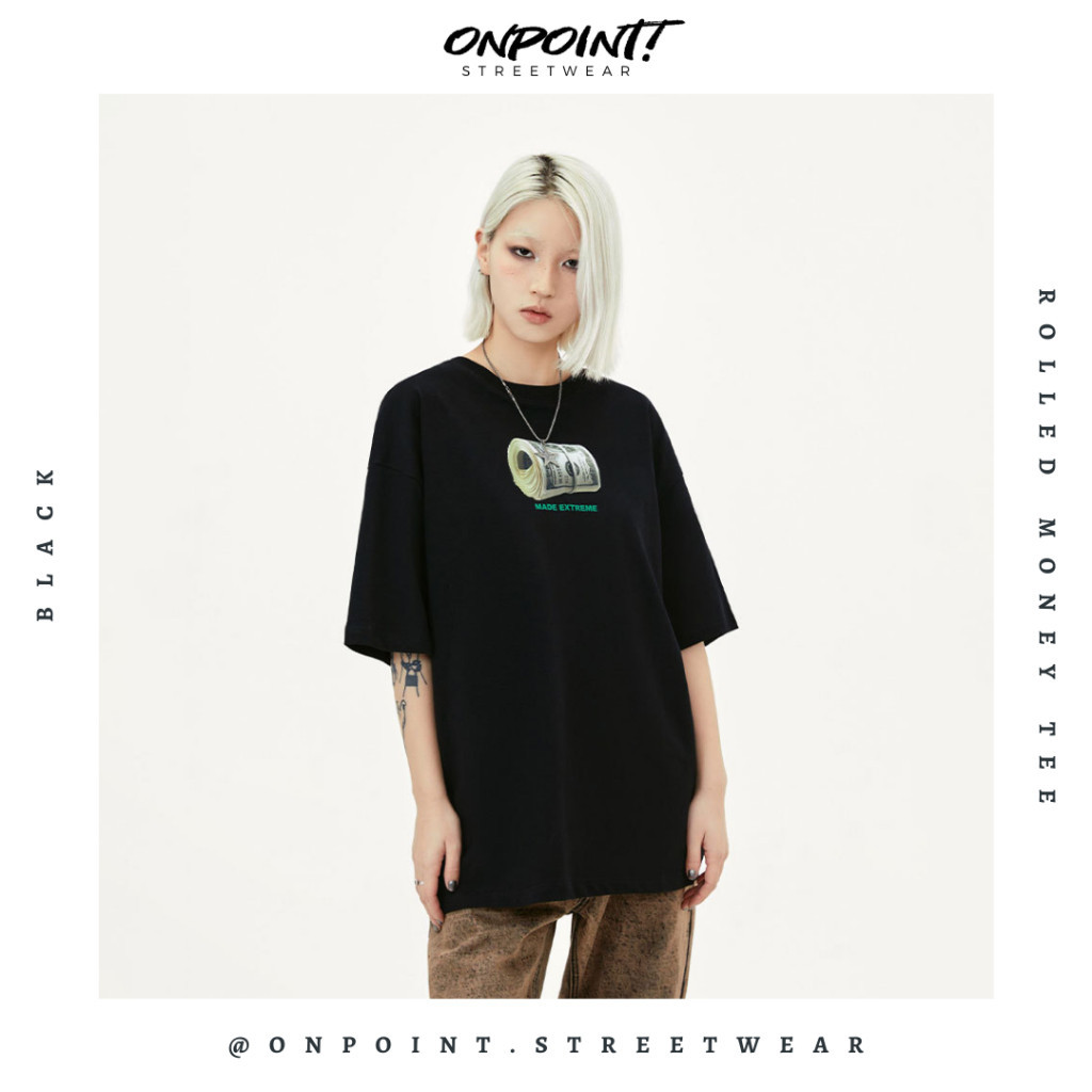 Rolled Money Tee - T shirt pria wanita oversize jumbo kualitas premium korea