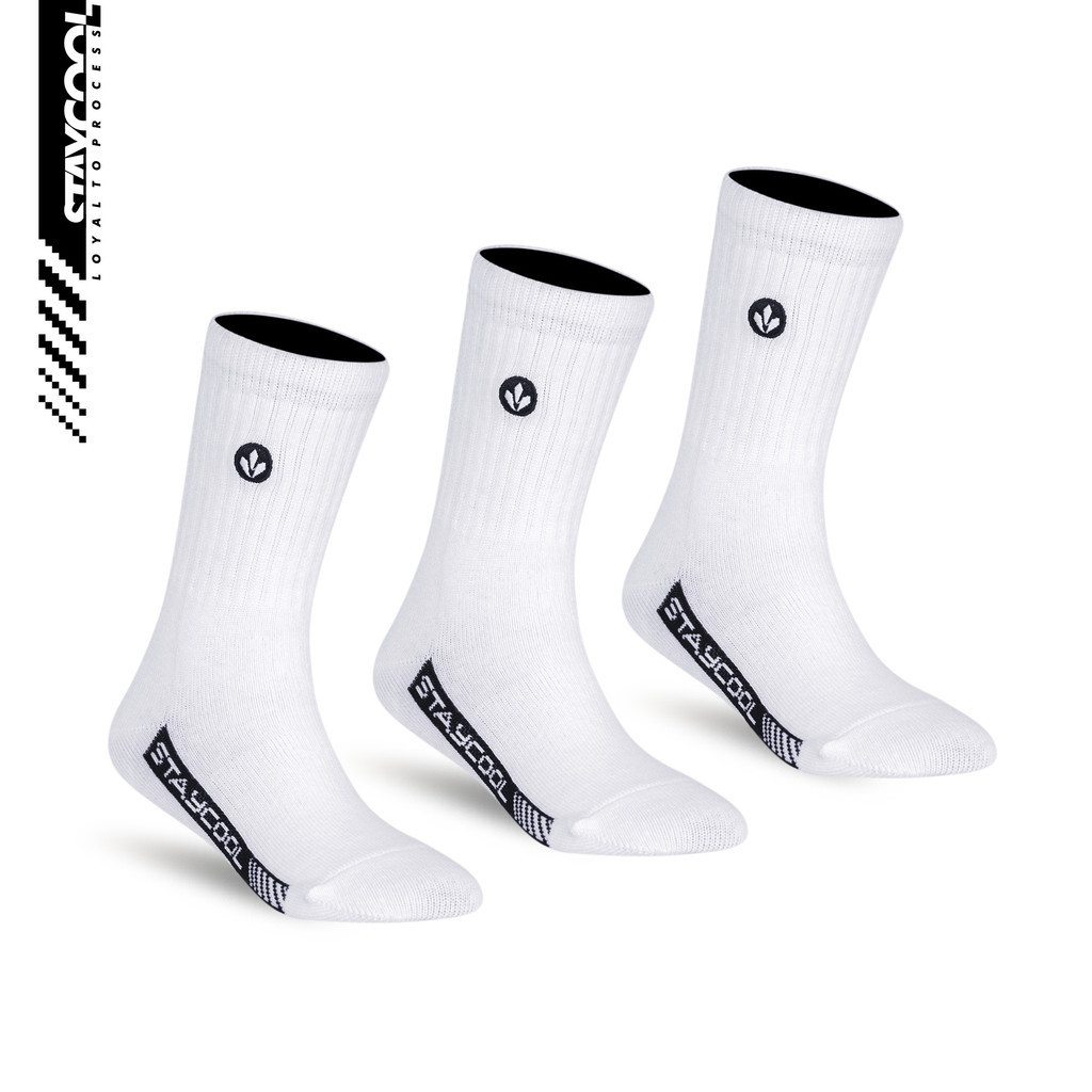 3 Set StayCool Socks Kaos Kaki Anak Basic OG - Off White