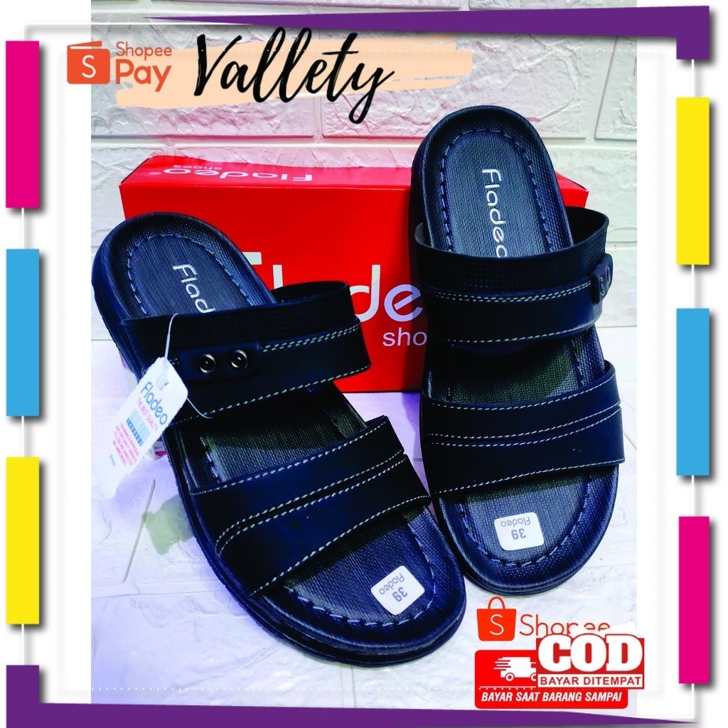 [PREMIUM ORIGINAL] Sandal Slop Fladeo Pria Full Jahit
