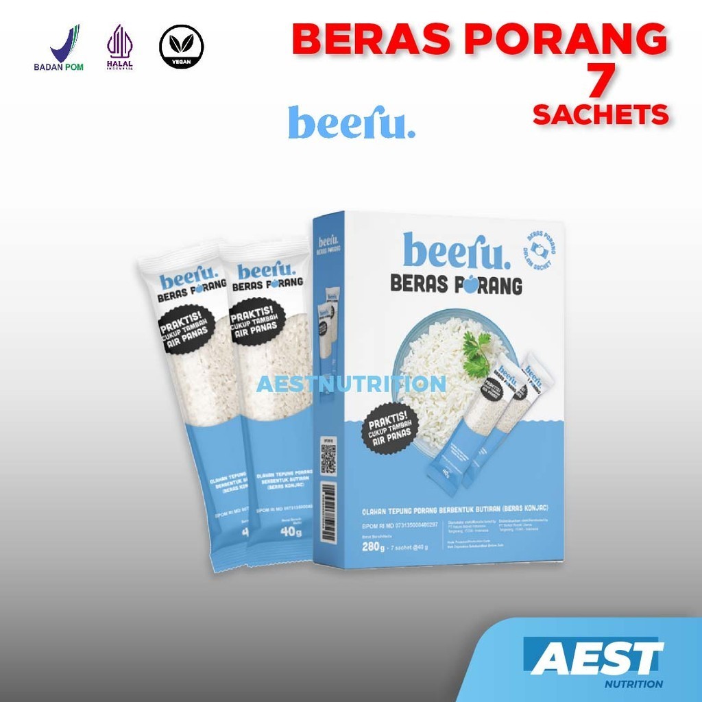 

Beeru Beras Porang Box (7 Sachet) - Shirataki Konjac Rice
