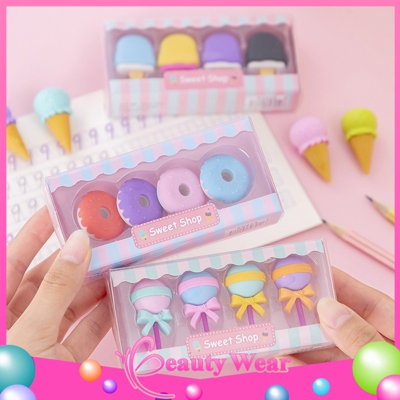 

Penghapus Pensil Karakter Sweet Shop Cone Lolipop Ice Cream Donut Set 4