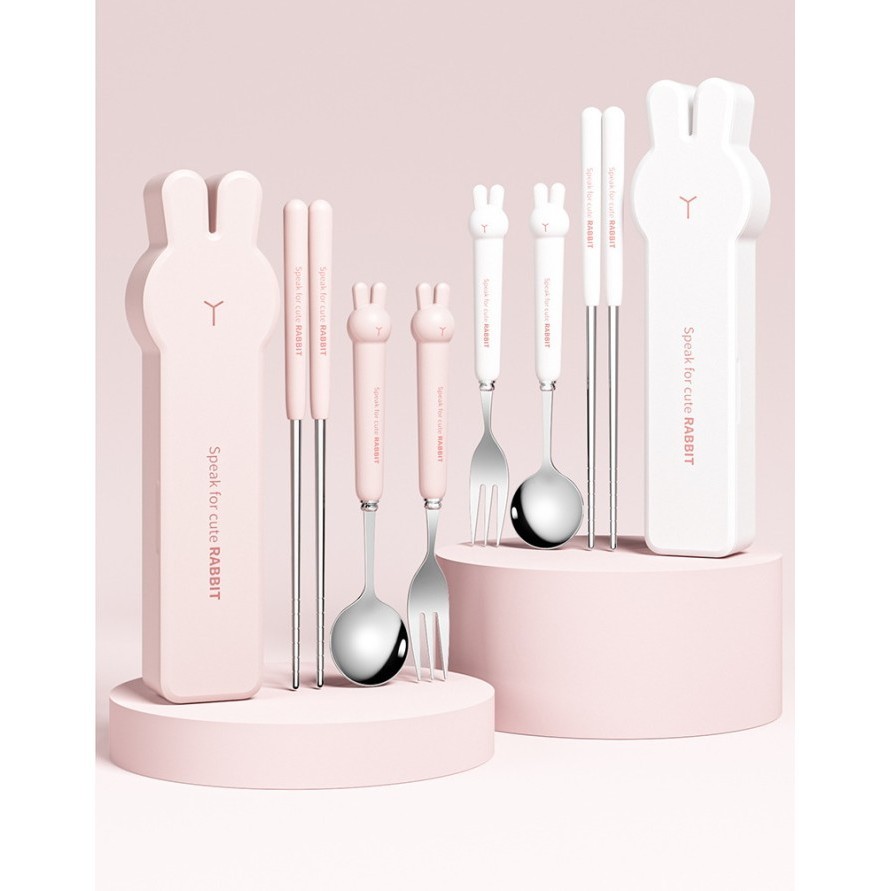 [LOGU] Sendok stainless set bunny, Sendok makan set lucu anak