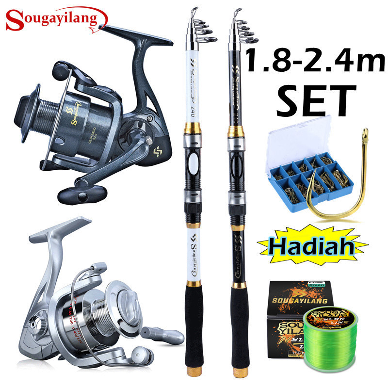 Sougayilang Joran Pancing Set 180-330Cm Telescopic Pancingan Set Lengkap Premium