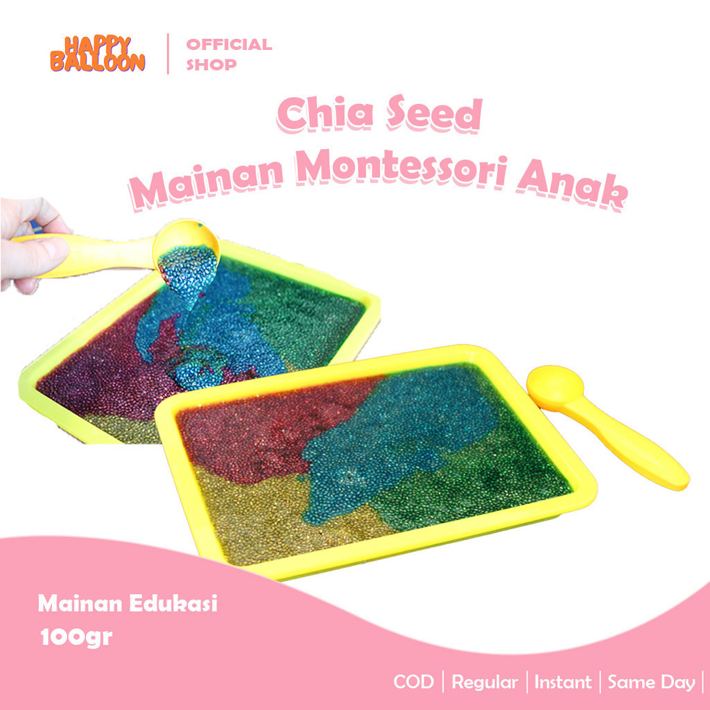 

HappyBalloon Chia Seed / Chiaseed untuk Sensory Play / taktil / tactil Variasi 100grm