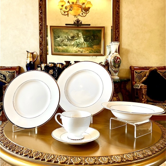 Mikasa Ultima Plus Cameo Platinum Super Strong Fine China Dinner Set Piring Mewah Piring Saji Piring