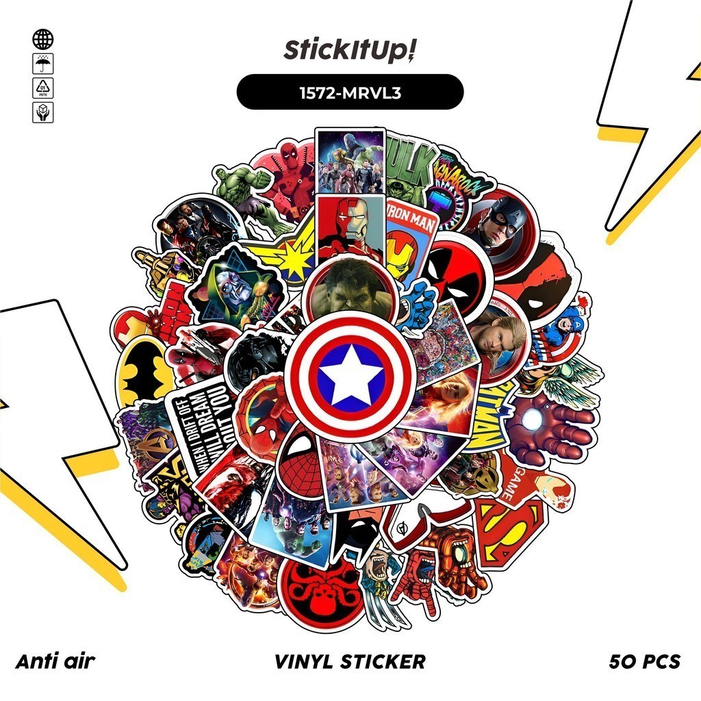 

COD✨ 100 Pcs Stiker Marvel Superhero v2 Lucu Anti Air Untuk Dekorasi Notebook Sepeda Skateboard Handphone DIY