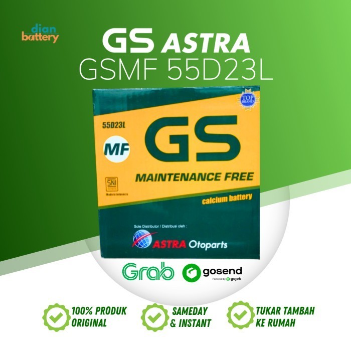 Aki Mobil Fortuner Innova Bensin 55D23L GS Astra MF - Accu Kering 60Ah