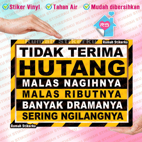 

STIKER TIDAK TERIMA HUTANG - TIDAK BOLEH NGUTANG - NO HUTANG - TIDAK MENERIMA HUTANG -STIKER