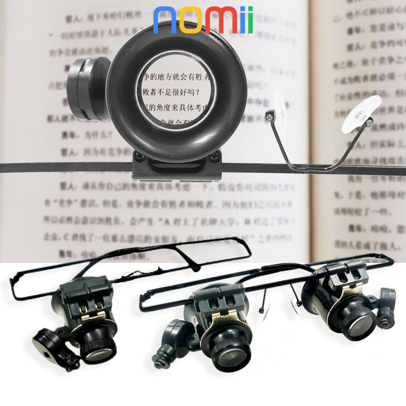 Original Kacamata Zoom 20X Kaca Pembesar Reparasi Service Jam Hp Elektronik Magnifier 2 Lampu Led