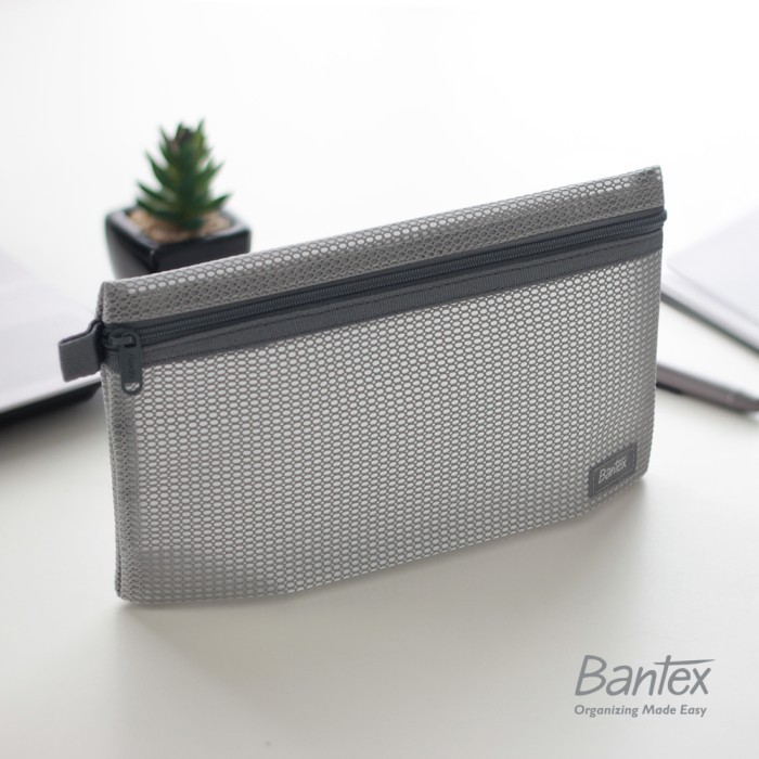 

promo ✨ -Bantex Grey Zipper Storage Pouch Handbag Pencil Case #81 05