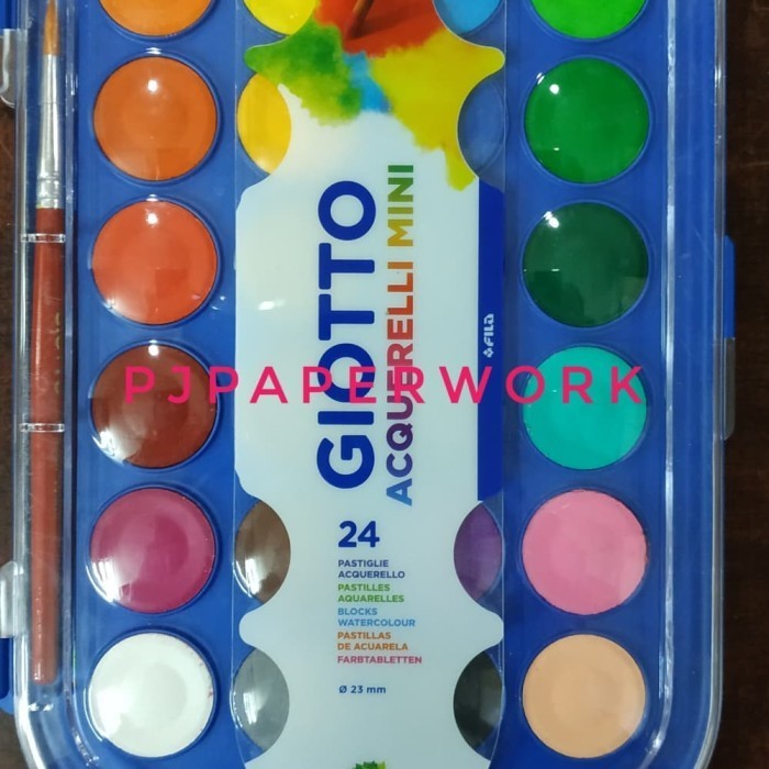 

promo ✨ -Cat air 24 rna Mini Giotto acquarelli pas untuk anak