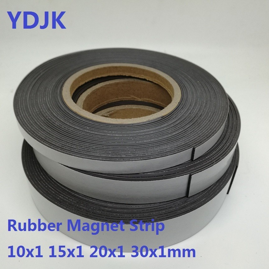 5 10Meters/LOT Rubber Magnet 10*1 15*1 20*1 30*1mm Back With Self Adhesive Flexible Magnetic Strip T