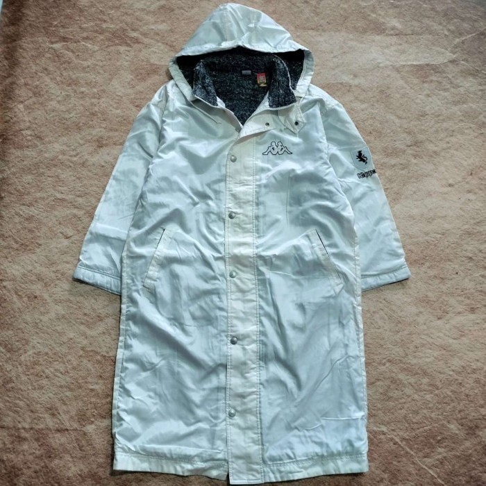 winter jaket outdoor KAPPA big logo daleman sherpa hoodie bisa di lepas long size XL