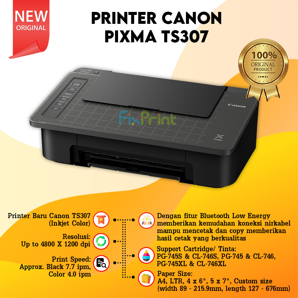 Printer Canon TS307 TS 307 Print Scan Copy WiFi Cartridge 745s 746s