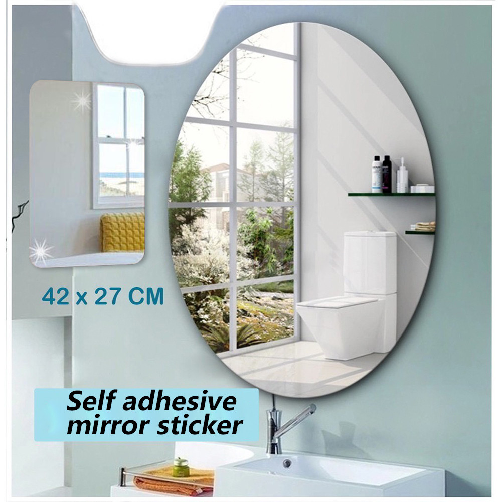 Bentuk Kotak Oval Kamar Mandi Cermin Dengan Bahan Akrilik Acrylic Full Body Cermin Stiker Mirror Sti