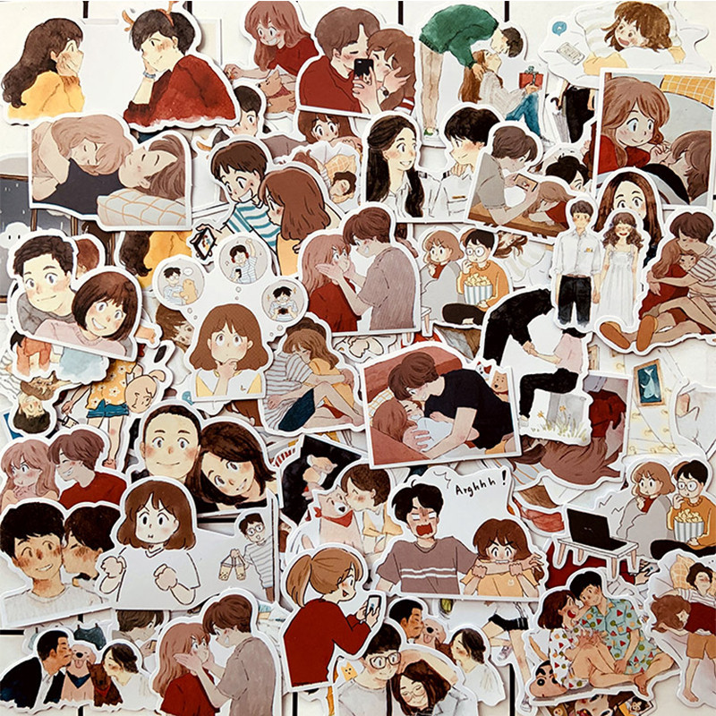 

62Pcs INS Couple sticker DIY scrapbooking journal base collage diary happy plan gift seal decoration sticker