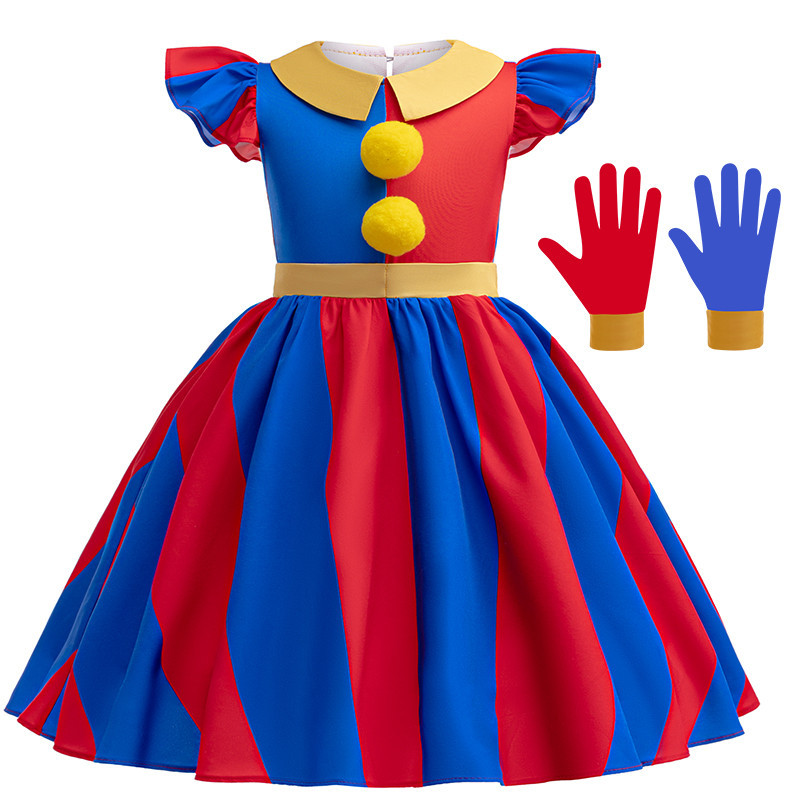 The Amazing Digital Circus Cosplay Costume 3-10 year Kids Dress Halloween Circus Pomni  Birthday Par