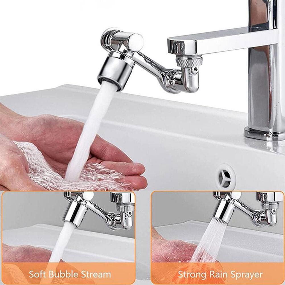 Rotatable Multifunctional Extension Faucet Aerator 1080 Degree Swivel Robotic Arm Water Filter Sink 