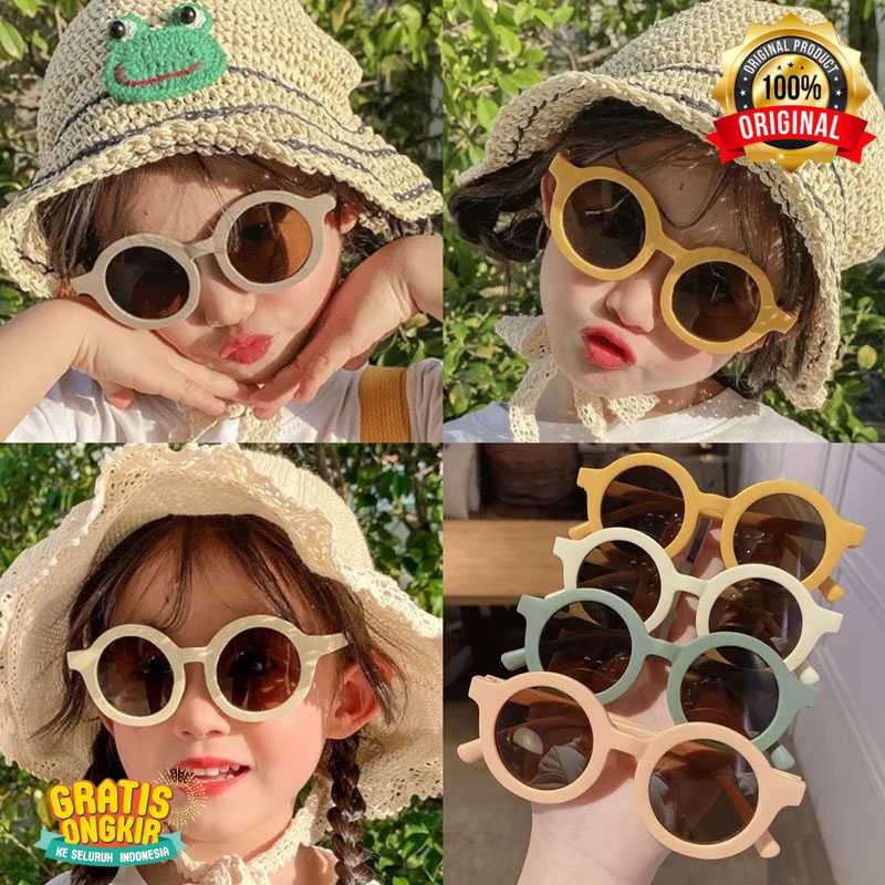 Kacamata Hitam Anak Anti UV Round Vintage Style - WF52