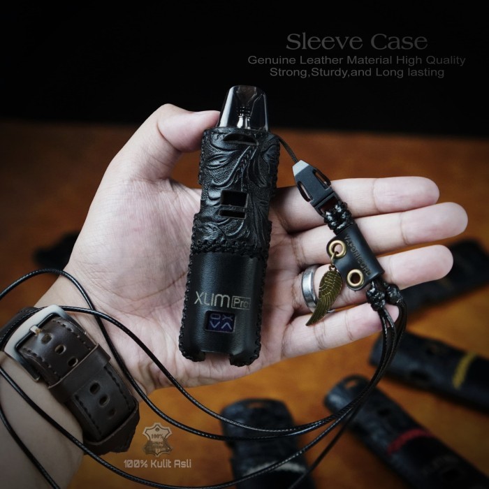 Leather Sleeve Case Xlim Pro Black Batik - Free Tali Lanyard by Ultimate Customitation