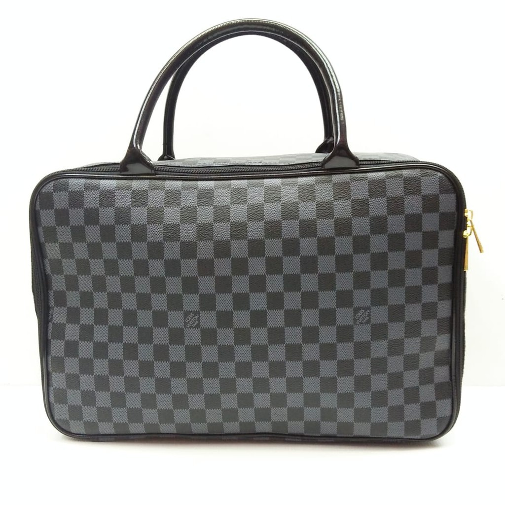 AA45RT TRAVEL BAG PREMIUM TAS KOPER WANITA LV KOTAK HITAM